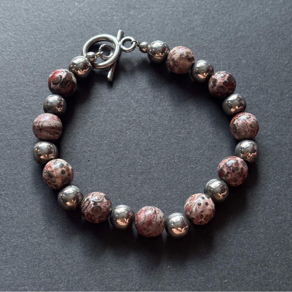 Leopard Jasper Bead Bracelet | 7 IN - Picture 3 of 7